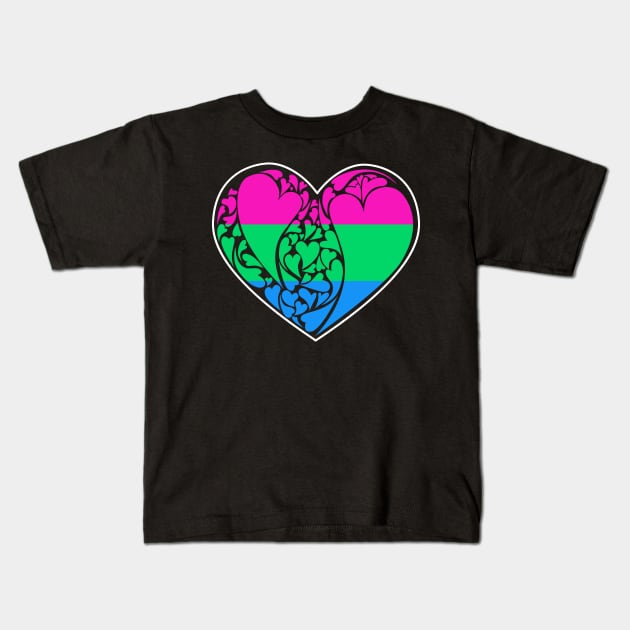 Polysexual Flag LGBT+ Heart Kids T-Shirt by aaallsmiles